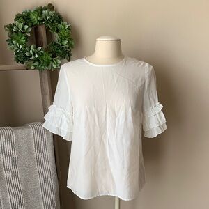 NWT Mittoshop white ruffle sleeve blouse